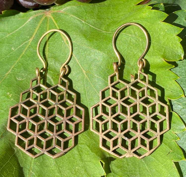 گوشواره برنجی طرح جئومتریک